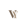 Logo con iniciales W e Y superpuestas en tonos dorado y marrón sobre fondo blanco