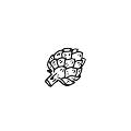 Ilustración de alcachofa en negro, logo de establecimiento gastronómico
