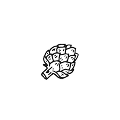 Ilustración de alcachofa en negro, logo de establecimiento gastronómico